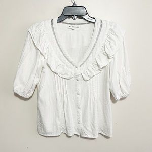 Downeast Linen Ruffle Blouse M